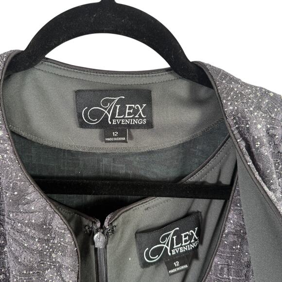 Alex Evening Grey Sparkle Maxi Dress Jacket Set Wedding Mother of Bride Women 12 - Picture 4 of 7